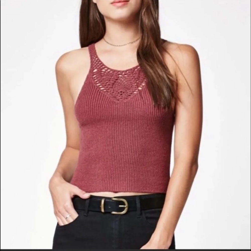 LA Hearts crochet knit halter crop top NWT